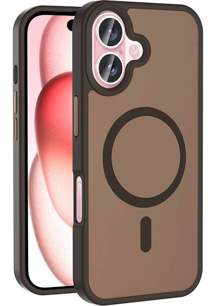 iPhone 16 Plus Kılıf Magsafe Şarj Özellikli Mat Arka Yüzey N7TH Sio Kapak-Rose Gold