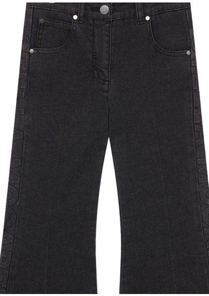 Siyah Logo Şeritli Kız Çocuk Jean Pantolon modelleri