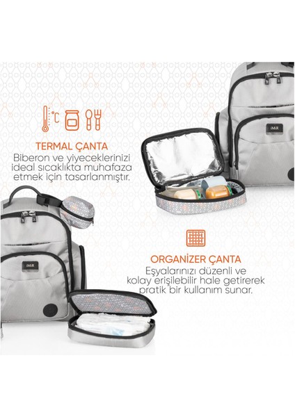 Gri Çok Fonksiyonlu Anne Baba ve Bebek Bakım Sırt Çantası modelleri