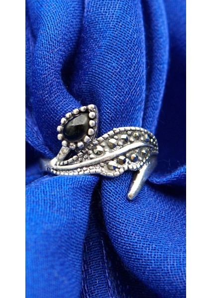 925 Ayar Kadın Gümüş Oltu Taşı Yüzük SY00060 fiyatları