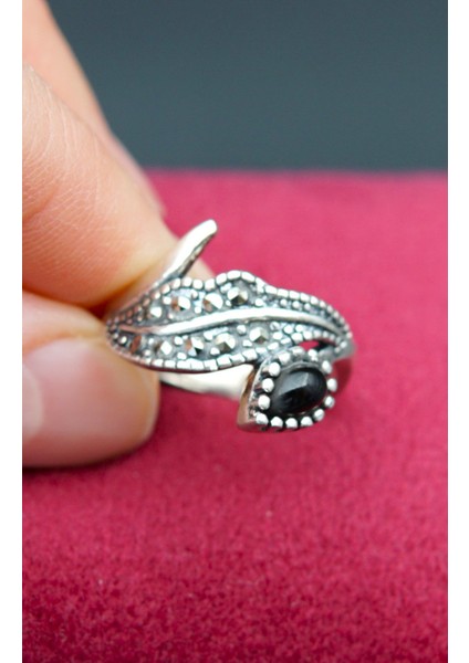 925 Ayar Kadın Gümüş Oltu Taşı Yüzük SY00060 modelleri