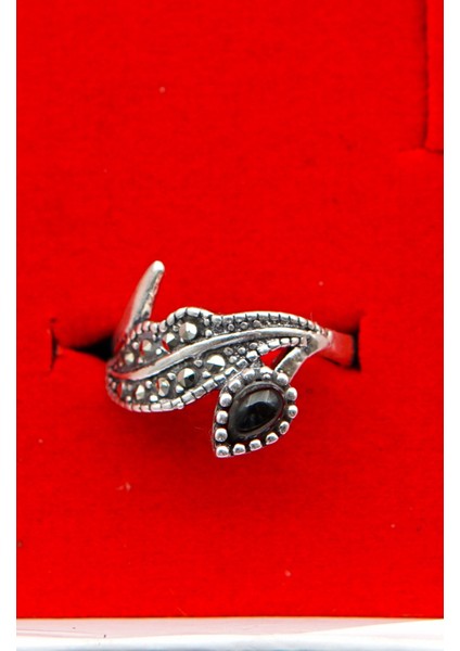 925 Ayar Kadın Gümüş Oltu Taşı Yüzük SY00060 fırsatları