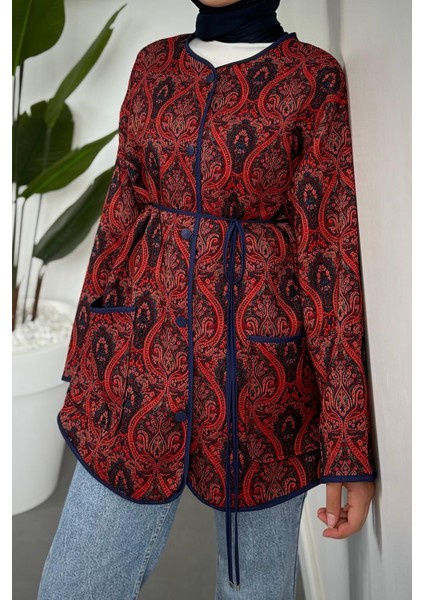 Noltalji Etnik Desen Ceket Bordo indirimleri