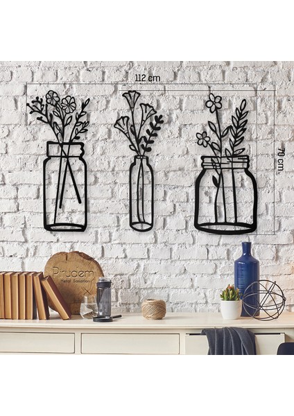 Life In The Vases - 112X70 cm Metal Duvar Dekoru - Metal Sanatları