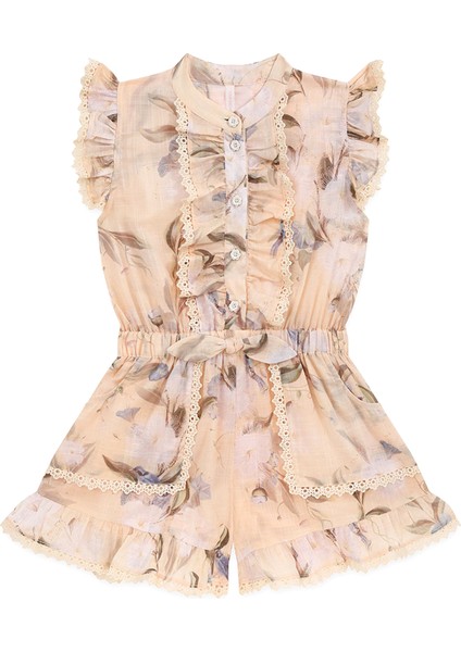 Cascadian Krem Çiçek Desenli Kız Çocuk Tulum fiyatları