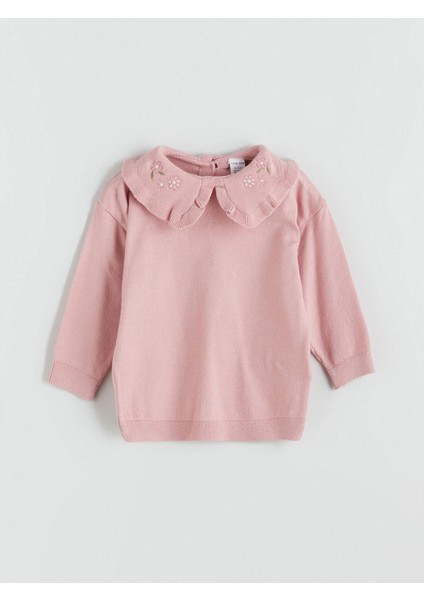 Lc Waıkıkı Pembe Bebe Yaka Kız Bebek Triko Sweatshirt ve Tayt 2'li fiyatları