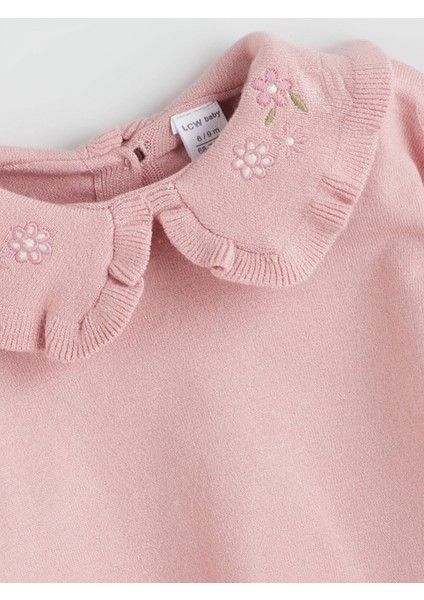 Lc Waıkıkı Pembe Bebe Yaka Kız Bebek Triko Sweatshirt ve Tayt 2'li modelleri