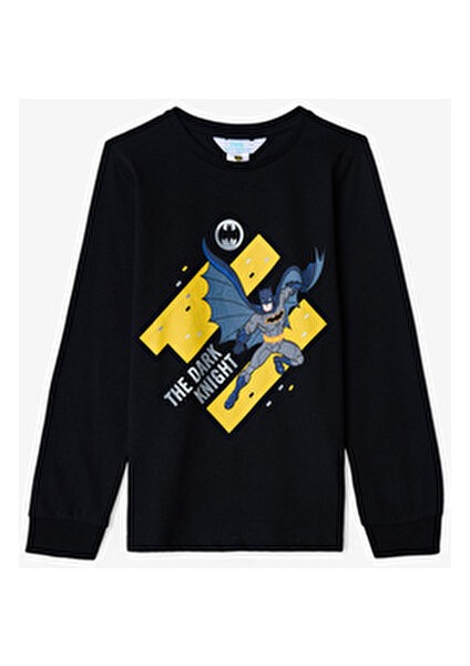 Siyah Erkek Çocuk Batman Çizgi Film Desenli Pamuklu Uzun Kollu Pijama Takımı fiyatları