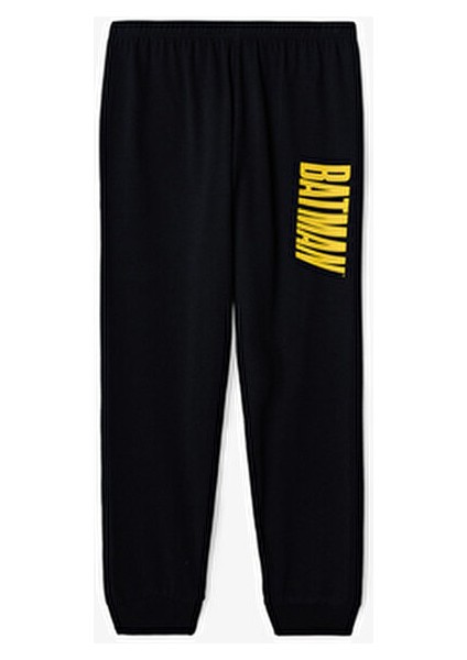 Siyah Erkek Çocuk Batman Çizgi Film Desenli Pamuklu Uzun Kollu Pijama Takımı modelleri