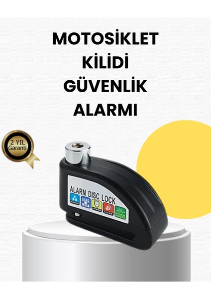 Allzey Çelik Gövdeli Alarm Disk Kilidi Motosiklet ve Bisiklet Için Güvenlik