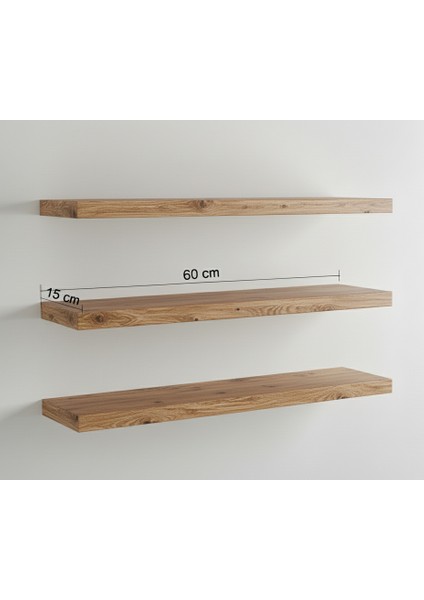 Premium Mdf Ürün Duvar Rafı 3'lü Set 60X15 cm Antrasit Uçan Raf Modern Kitaplık Mutfak Banyo Rafı fiyatları