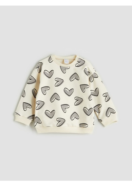 Yeni Sezon Bisiklet Yaka Baskılı Kız Bebek Sweatshirt ve Tayt 2'li fiyatları