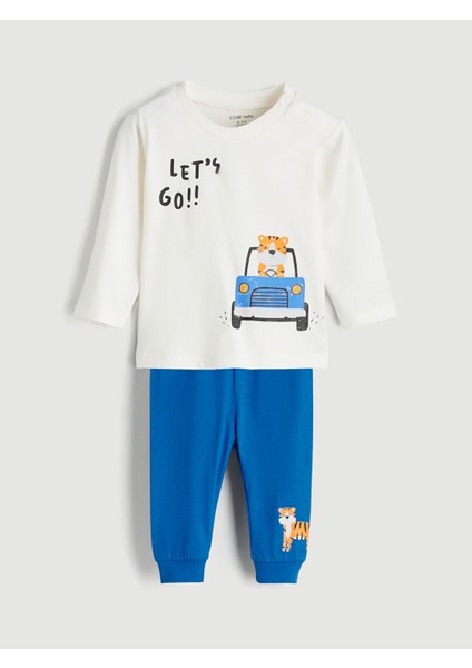 Yeni Sezon Bisiklet Yaka Erkek Bebek Sweatshirt ve Eşofman Alt 2'li