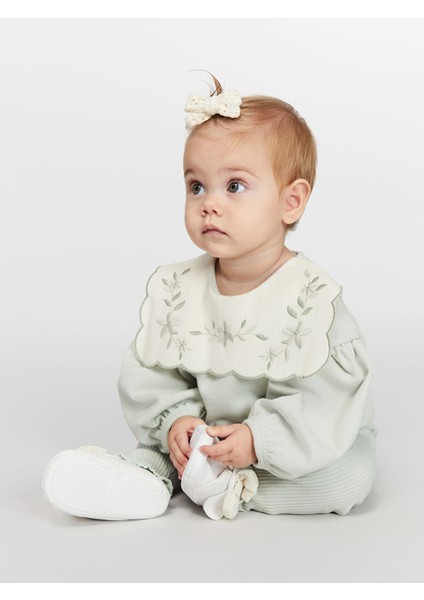 Yeni Sezon Bisiklet Yaka Kız Bebek Sweatshirt ve Tayt 2'li