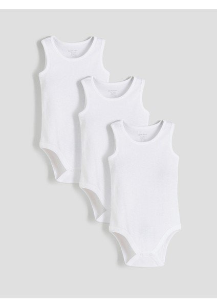 Yeni Sezon Bisiklet Yaka Kız Bebek Çıtçıtlı Bodysuit 3'lü