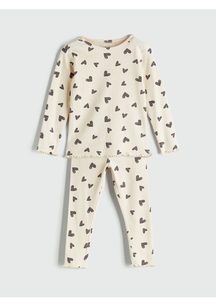 Yeni Sezon Kalp Baskılı Kız Bebek Pijama Takımı fırsatları