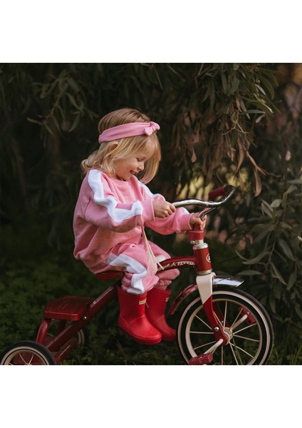 Pembe Beyaz Kontrastlı Sweatshirt ve Pantolon Kız Bebek 2'li Set fırsatları