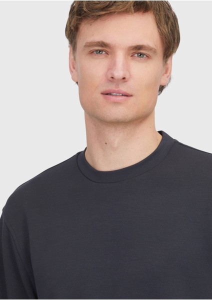 Antrasit Bisiklet Yaka Düz Sweatshırt modelleri