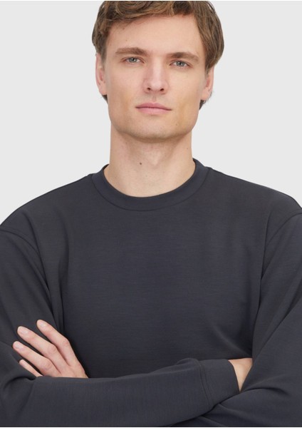 Antrasit Bisiklet Yaka Düz Sweatshırt fırsatları