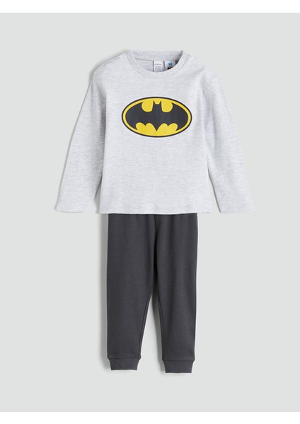 Yeni Sezon Bisiklet Yaka Batman Baskılı Erkek Bebek Pijama Takım