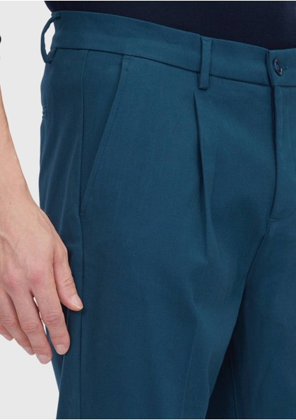 Petrol Düz Dokuma Regular Fit Casual Pamuk Karışımlı Pantolon modelleri