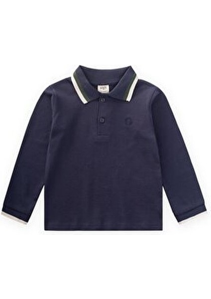 Uzun Kollu Polo Yaka T-Shırt 2-14 Yaş Lacivert