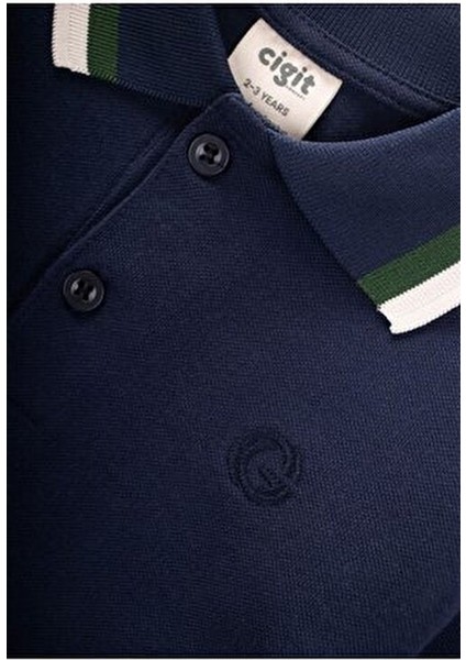 Uzun Kollu Polo Yaka T-Shırt 2-14 Yaş Lacivert modelleri