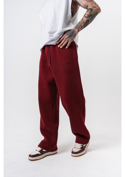 Erkek Respire Yazı Detaylı Basic Baggy Eşofman Altı Bordo fırsatları