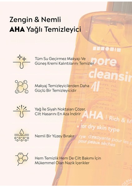 Pore Cleansing Oil Aha Kuru Ciltler Için Gözenek ve Makyaj Temizleme Yağı 300 ml
