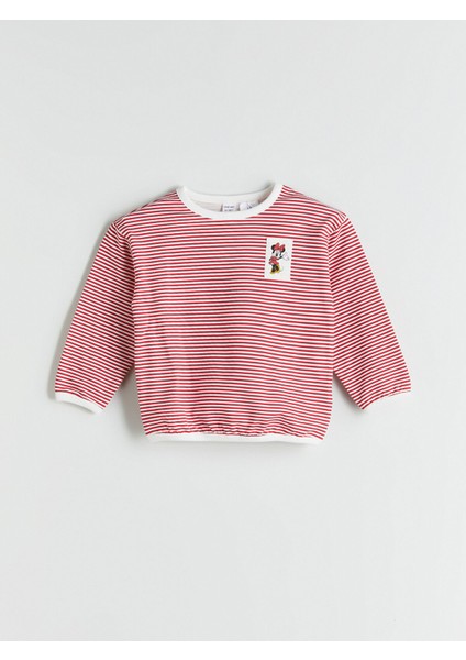 Yeni Sezon Bisiklet Yaka Minnie Mouse Baskılı Kız Bebek Sweatshirt ve Tayt 2'li fiyatları