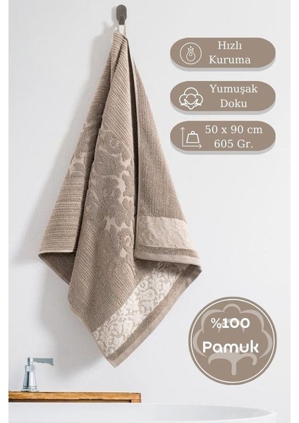 Pamuk Tekli Havlu Jakarlı Karna Premıum Stella - 50 x 90 modelleri