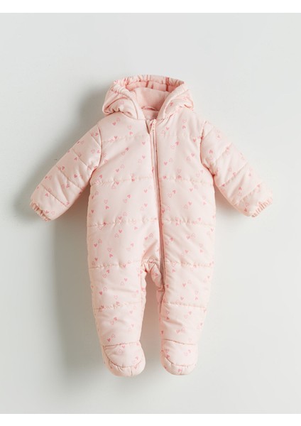 Yeni Sezon Kapüşonlu Baskılı Kız Bebek Astronot Mont