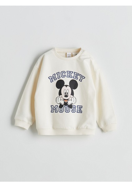 Yeni Sezon Bisiklet Yaka Mickey Mouse Baskılı Erkek Bebek Sweatshirt ve Eşofman Alt 2'li fiyatları