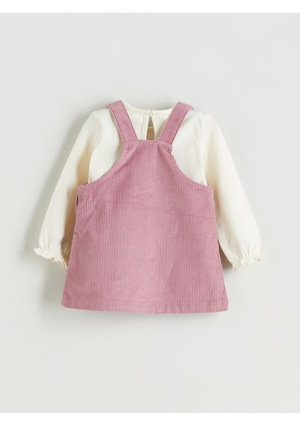 Yeni Sezon Bisiklet Yaka Kadife Kız Bebek Bluz ve Salopet 2'li fiyatları