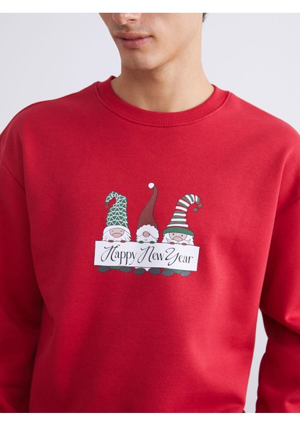 Yeni Sezon Bisiklet Yaka Uzun Kollu Yılbaşı Temalı Erkek Sweatshirt modelleri