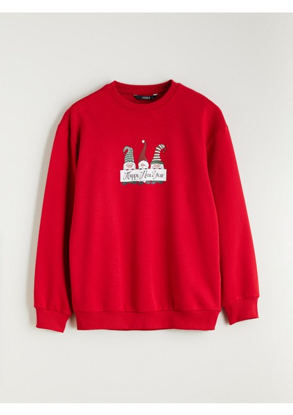 Yeni Sezon Bisiklet Yaka Uzun Kollu Yılbaşı Temalı Erkek Sweatshirt indirimleri