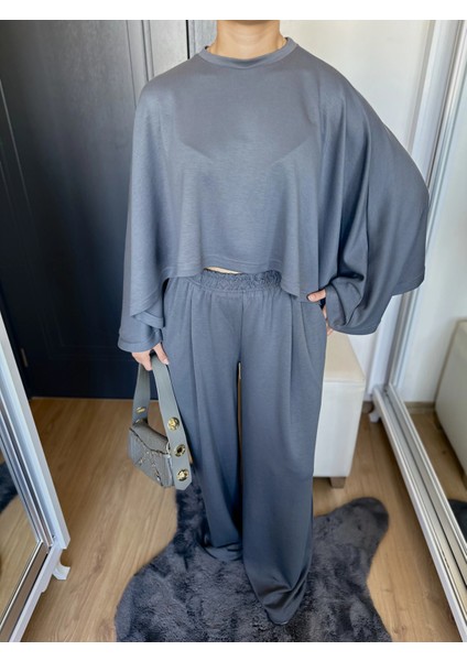 Kadın Panço Takım Antrasit modelleri