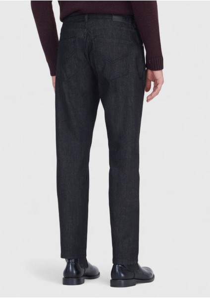 Siyah Düz Slim Fit Denim Pamuk Karışımlı Pantolon indirimleri