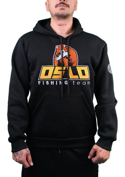 Bear Siyah Nakışlı Kapüşonlu Sweatshirt