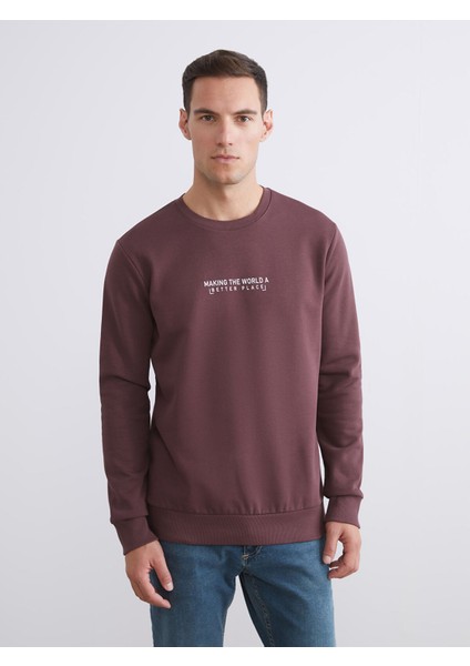 Yeni Sezon Bisiklet Yaka Baskılı Erkek Kalın Sweatshirt
