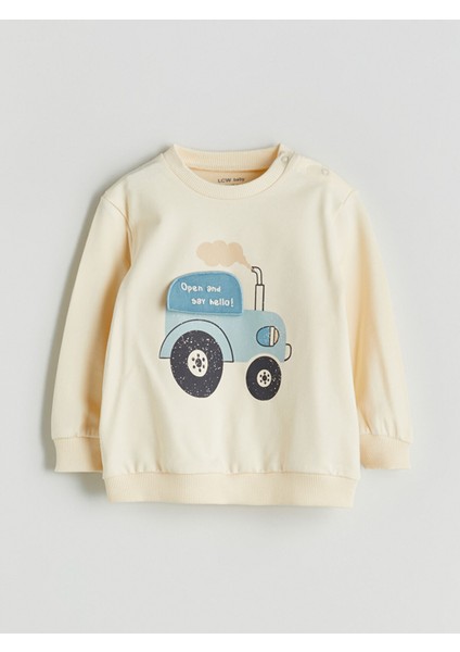 Yeni Sezon Bisiklet Yaka Baskılı Erkek Bebek Sweatshirt ve Eşofman Alt 2'li fiyatları