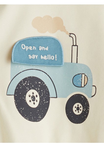 Yeni Sezon Bisiklet Yaka Baskılı Erkek Bebek Sweatshirt ve Eşofman Alt 2'li modelleri