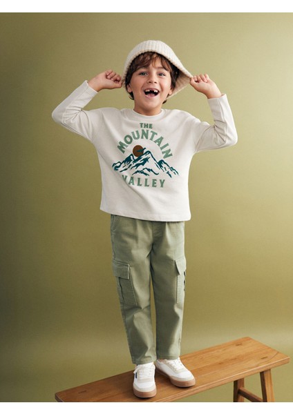 Yeni Sezon Bisiklet Yaka Baskılı Uzun Kollu Erkek Çocuk Tişört