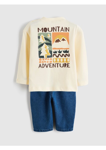 Yeni Sezon Bisiklet Yaka Erkek Bebek Tişört ve Jean Pantolon