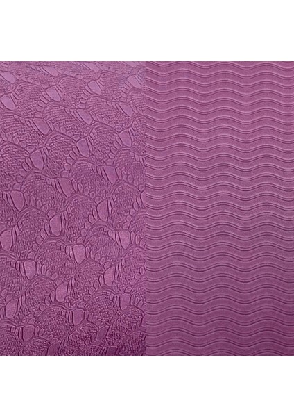 Çift Çizgili 8mm Kalın Tpe Yoga ve Pilates Matı | Kaymaz, Konforlu, Ekstra Kalın Spor Matı Mor