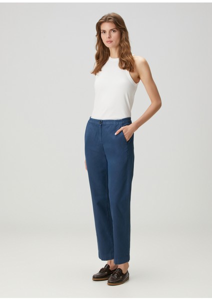 Koyu Mavi Crop Pantolon
