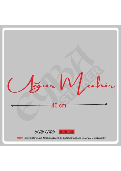 Isim Imza Ön Cam Yazı Büyük Boy 40X12 cm 1 Adet Araba Sticker-Karavan