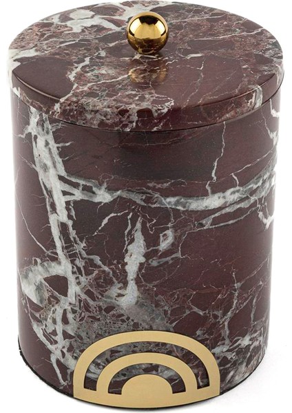 Gold Detaylı Bordo Mermer Kavanoz 10X10X12 cm