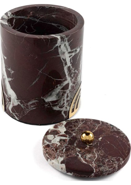 Gold Detaylı Bordo Mermer Kavanoz 10X10X12 cm fiyatları
