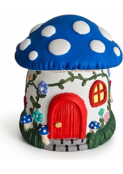 Mavi-Beyaz Mantar Ev Desenli 2'li Dekoratif Set fırsatları